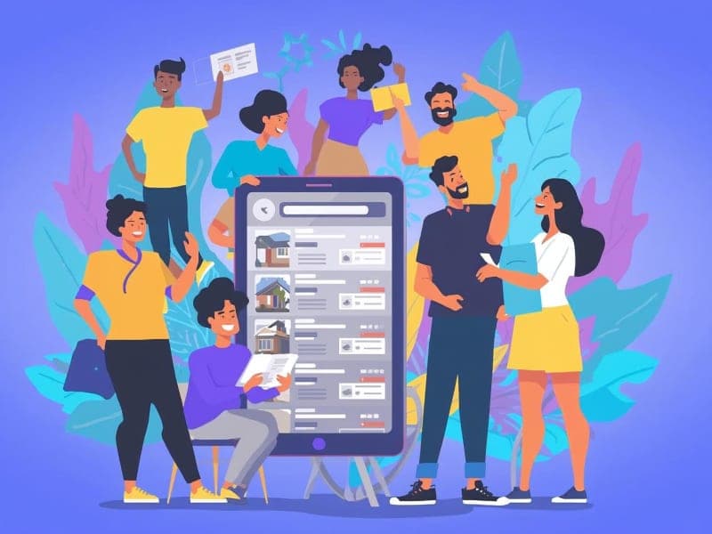 Real estate professional presenting property to clients